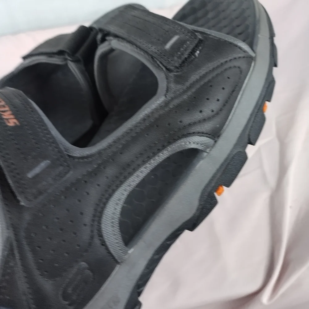 Skechers Sandals Mens 13 Tresmen Garo Relaxed Fit Strap Gray Suede Super Grip